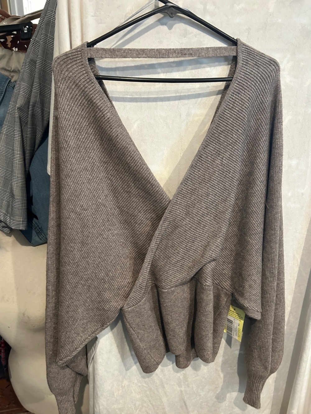 Women’s Taupe V-Neck Wrap Sweater
